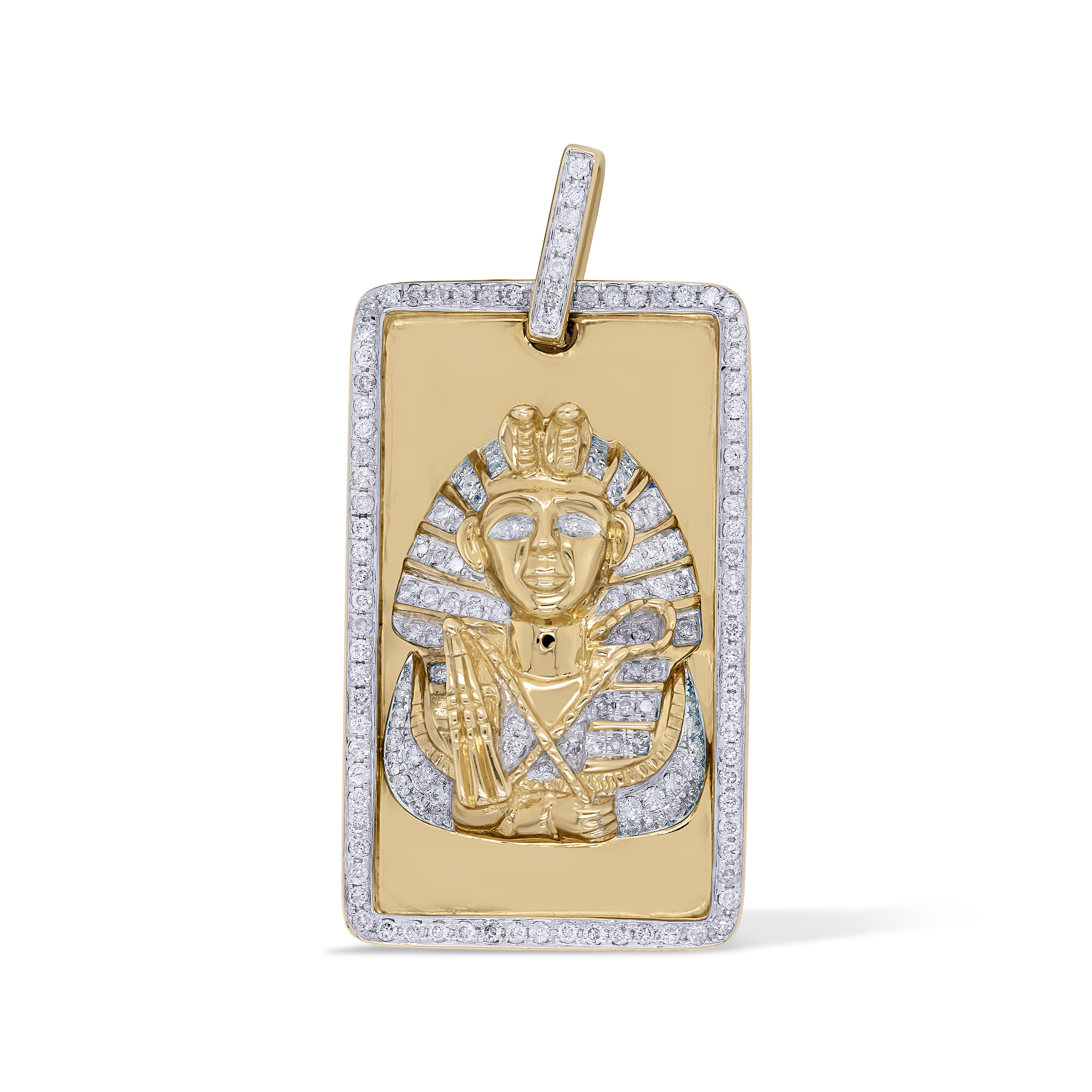 Diamond King Tutankhamun Pendant 1.19 ct. 10K Yellow Gold